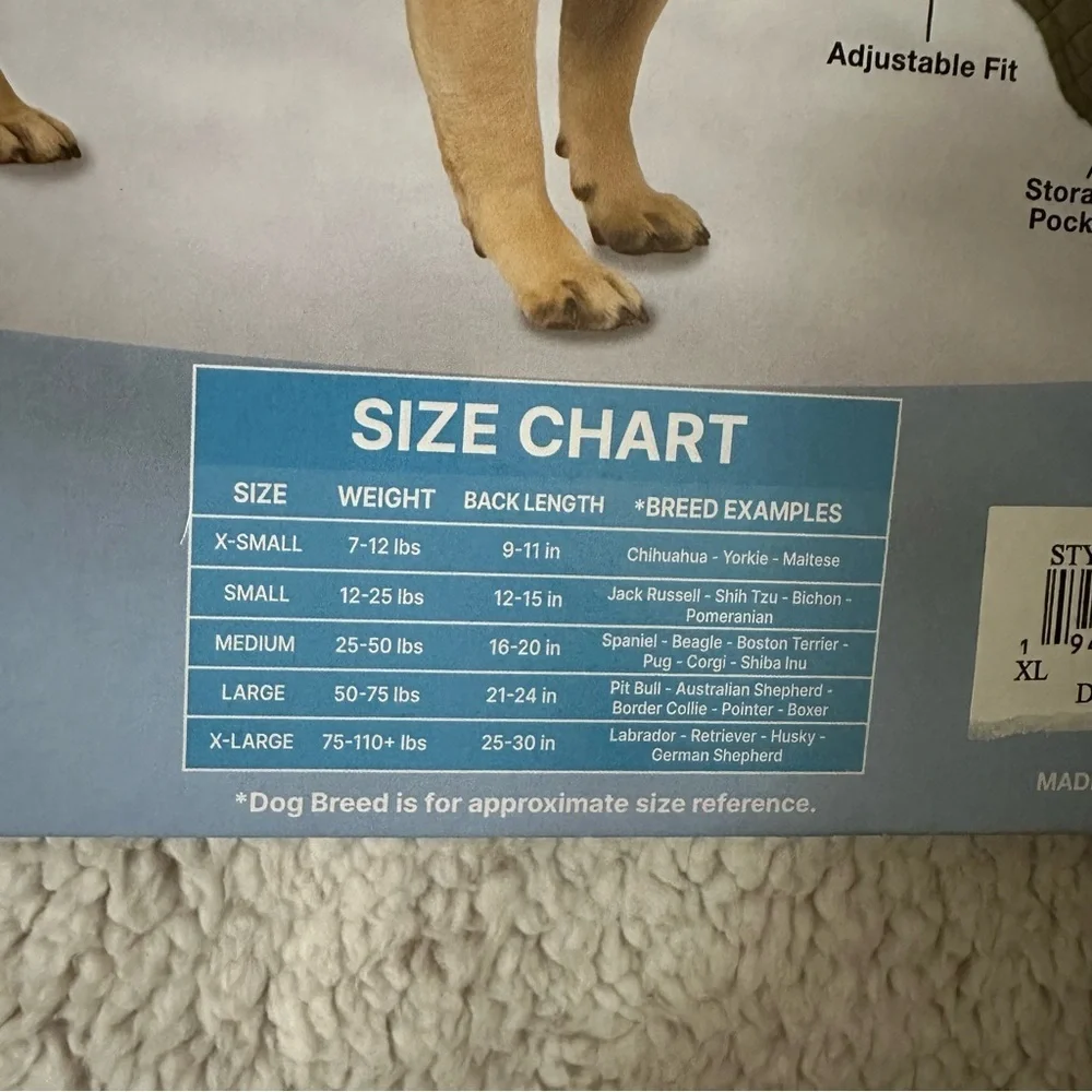 Quilted Dog Coat in Tan and Cream